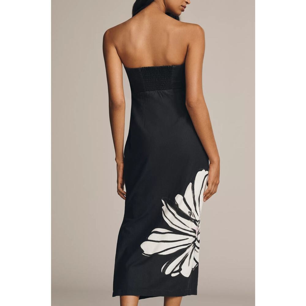 New Anthropologie Maeve Strapless Linen Blend Twist Button-Front Maxi Dress Sz S - Picture 3 of 5